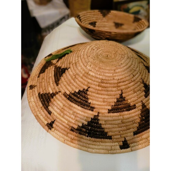 VTG Botswana Coiled Basket Bowl Set 2"Flight of the Swallows" Pattern hand woven - Picture 15 of 16